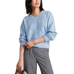 VINEYARD VINES | 100% Cashmere Pointelle Knit Sweater Light Blue NWT | Size XS